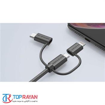 کابل تبدیل USB به لایتنینگ/ USB-C/ microUSB راو پاور مدل RP-CB۰۲۱ طول ۰.۹ متر - 3