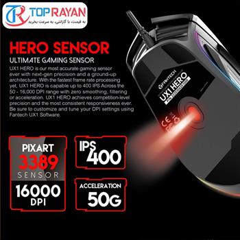 ماوس باسیم گیمینگ فنتک مدل HERO UX1 - 2
