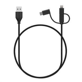 کابل تبدیل USB به لایتنینگ/ USB-C/ microUSB راو پاور مدل RP-CB۰۲۱ طول ۰.۹ متر