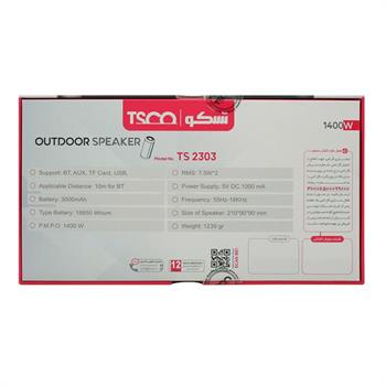 اسپیکر بلوتوث قابل حمل تسکو مدل TS 2303 - 8
