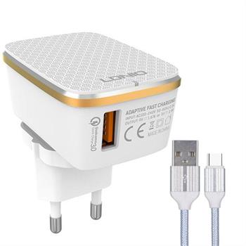 شارژر دیواری الدینیو مدل A1204Q به همراه کابل تبدیل USB-C