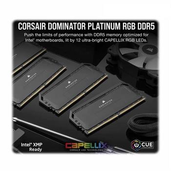 رم کورسیر دومیناتور مشکی DOMINATOR PLATINUM RGB 64GB 32GBx2 6400MHz Cl32 DDR5 - 5