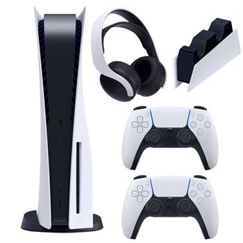 مجموعه کنسول بازی سونی مدل PlayStation 5 Drive ظرفیت 825 گیگابایت به همراه هدست و پایه شارژر و دسته اضافی