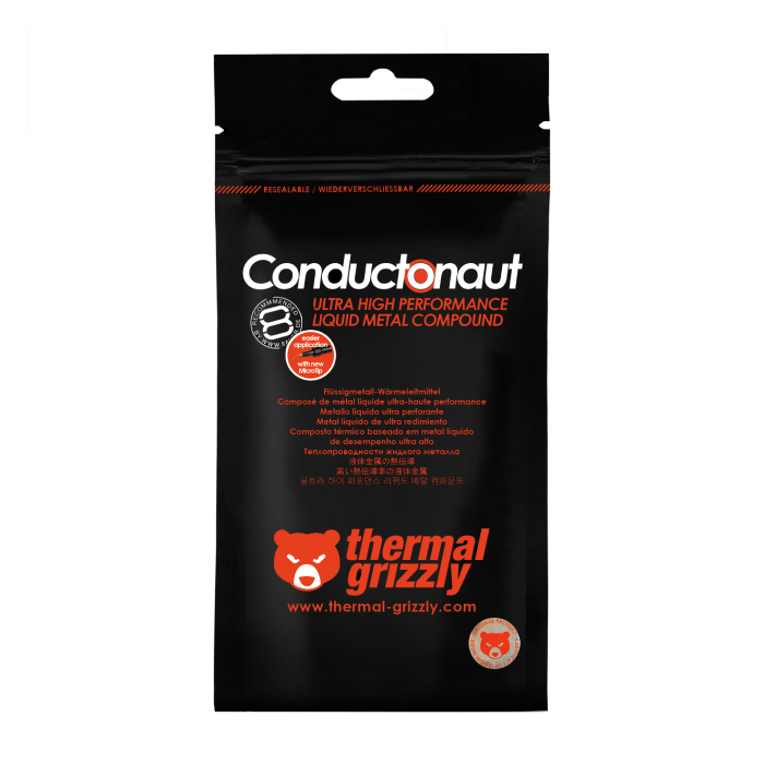 خمیر سیلیکون ترمال گریزلی 1 گرمی Conductonaut Liquid Metal  - 6