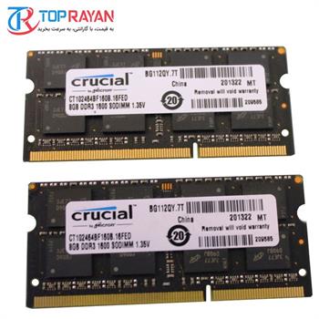 رم لپ تاپ DDR3 کروشیال  PC3L 12800S ظرفیت 8 گیگابایت              - 4