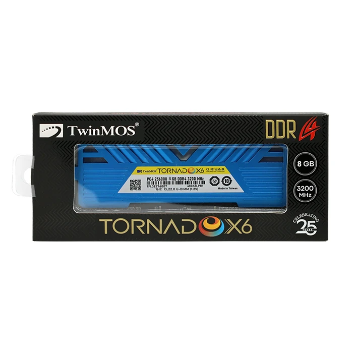 Twinmos TornadoX6 8GB DDR4 3200MHz CL22 U-DIMM Single Desktop Ram - 2