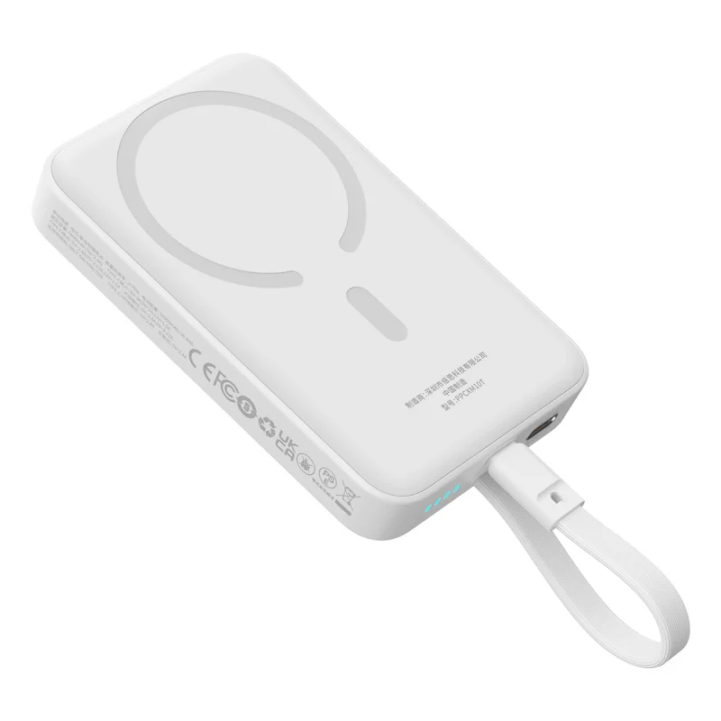 پاوربانک باسئوس مدل Airpow Magnetic Fast Charge Type-C White ظرفیت 10000 میلی‌آمپر 30 وات