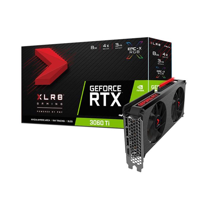 کارت گرافیک پی ان وای GeForce RTX 3060 Ti 8G XLR8 Gaming LHR