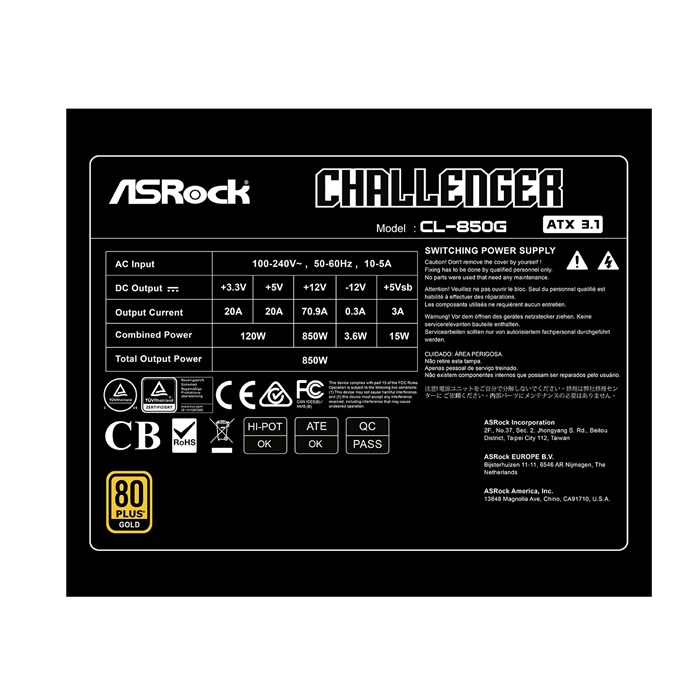 پاور کامپیوتر ازراک ASRock CL-850G GOLD توان 850 وات - 6