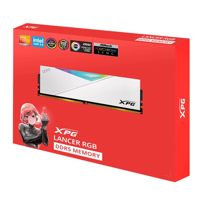 رم کامپیوتر DDR5 دو کاناله 6000 مگاهرتز CL30 ای دیتا مدل XPG Lancer RGB White ظرفیت 32 گیگابایت - 7