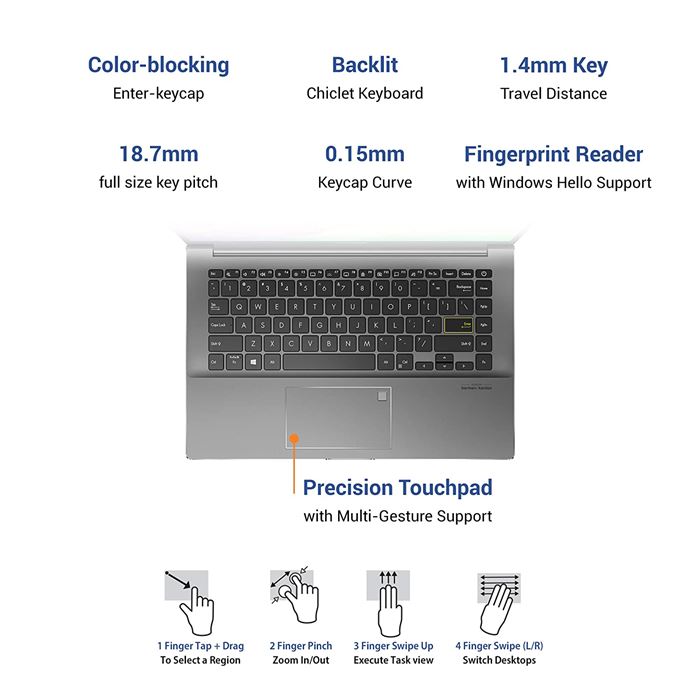 لپ تاپ 14 اینچی ایسوس مدل Vivobook S14 M433IA R7 16GB 1TB SSD Radeon - 5