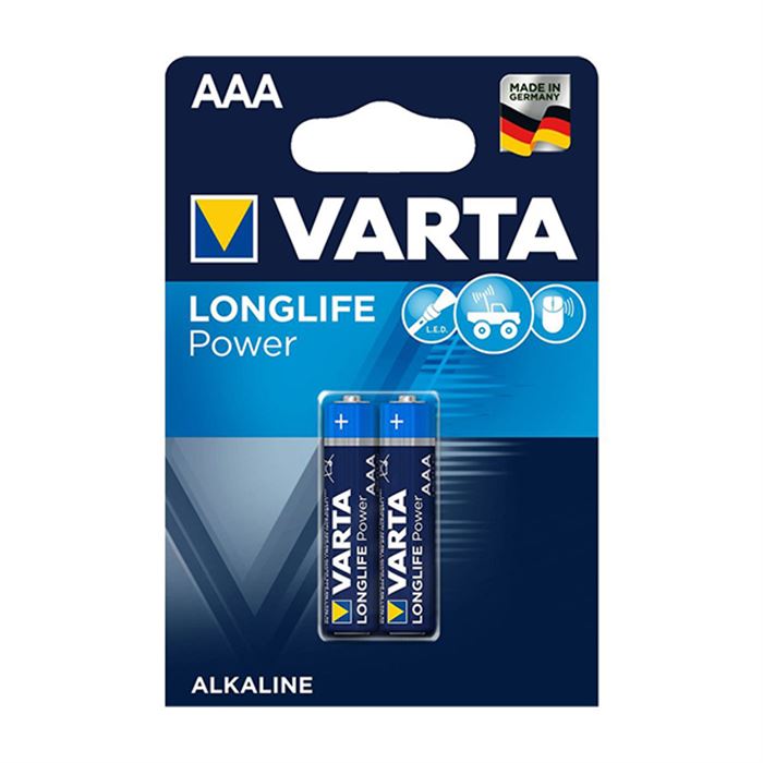 باتری نیم قلمی وارتا Longlife Power 2AAA بسته 2 عددی