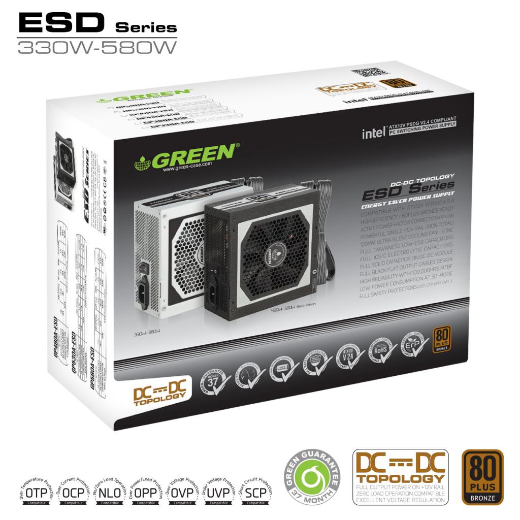 خرید منبع تغذیه نیمه ماژولار گرین مدل GP580A-EUD