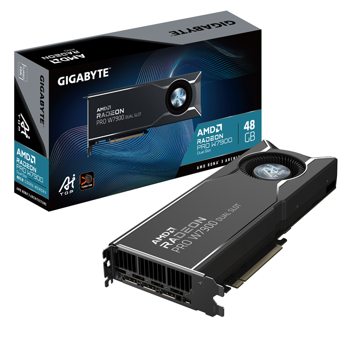 کارت گرافیک گیگابایت مدل Radeon PRO W7900 Dual Slot AI TOP 48GB
