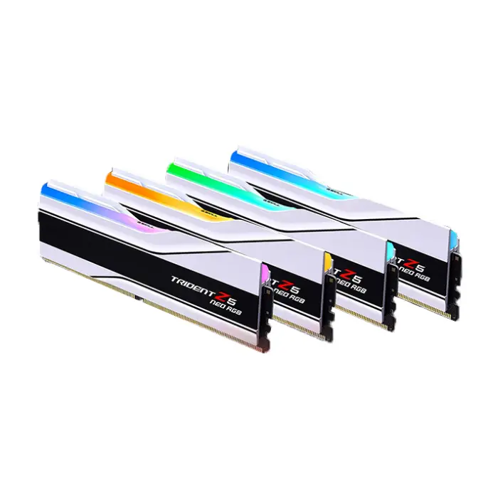 رم کامپیوتر DDR5 چهار کاناله 6000 مگاهرتز CL32 جی اسکیل مدل Trident Z5 NEO RGB Silver ظرفیت 256 گیگابایت
