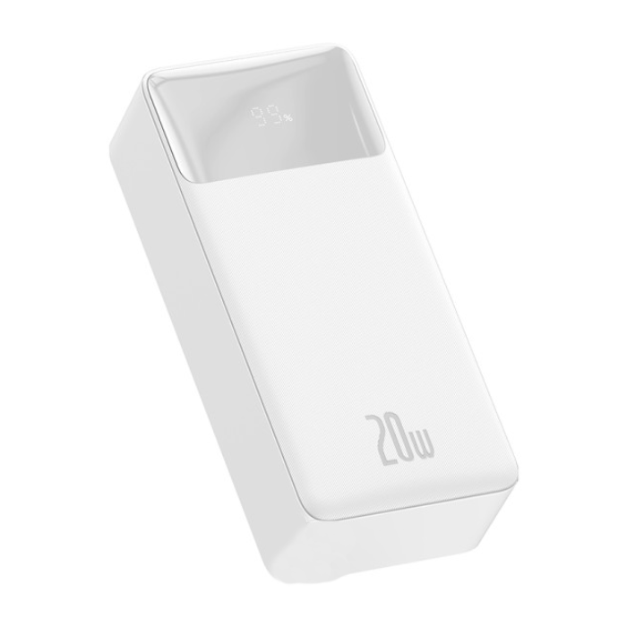 پاوربانک باسئوس مدل Bipow Digital Display White ظرفیت 30000 میلی‌آمپر 20 وات