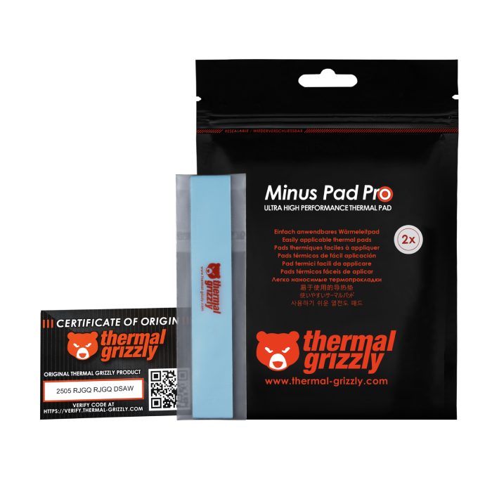 پد حرارتی ترمال گریزلی ابعاد 3.0 × 20 × 120 میلی متر 2 عددی مدل Minus Pad Pro - 7