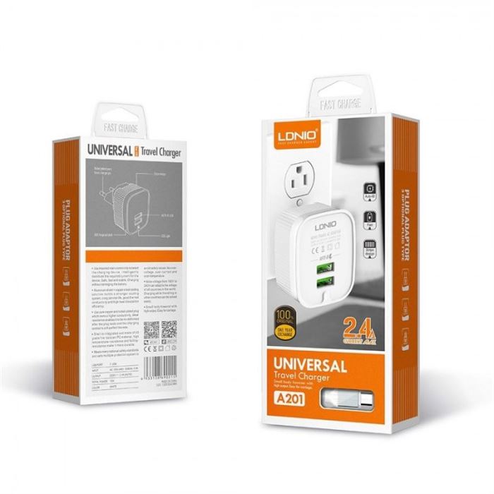 شارژر دیواری الدینیو مدل A201 به همراه کابل تبدیل microUSB - 4