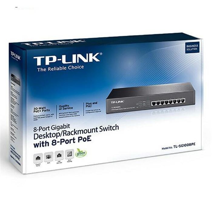 سوییچ 8 پورت گیگابیتی دسکتاپ رکمونت تی پی-لینک به همراه 8 پورت PoE مدل TL-SG1008PE - 2
