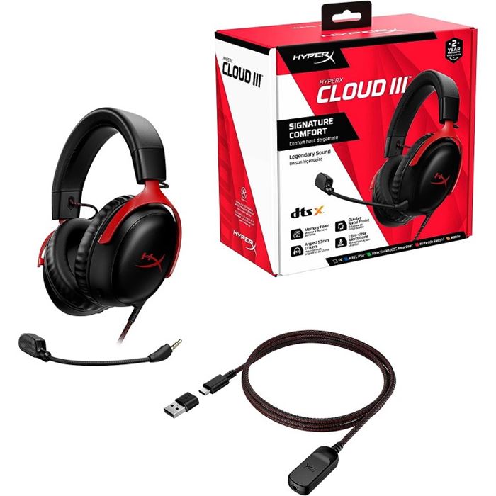 هدست گیمینگ با سیم هایپرایکس HyperX Cloud III Black/Red - 6