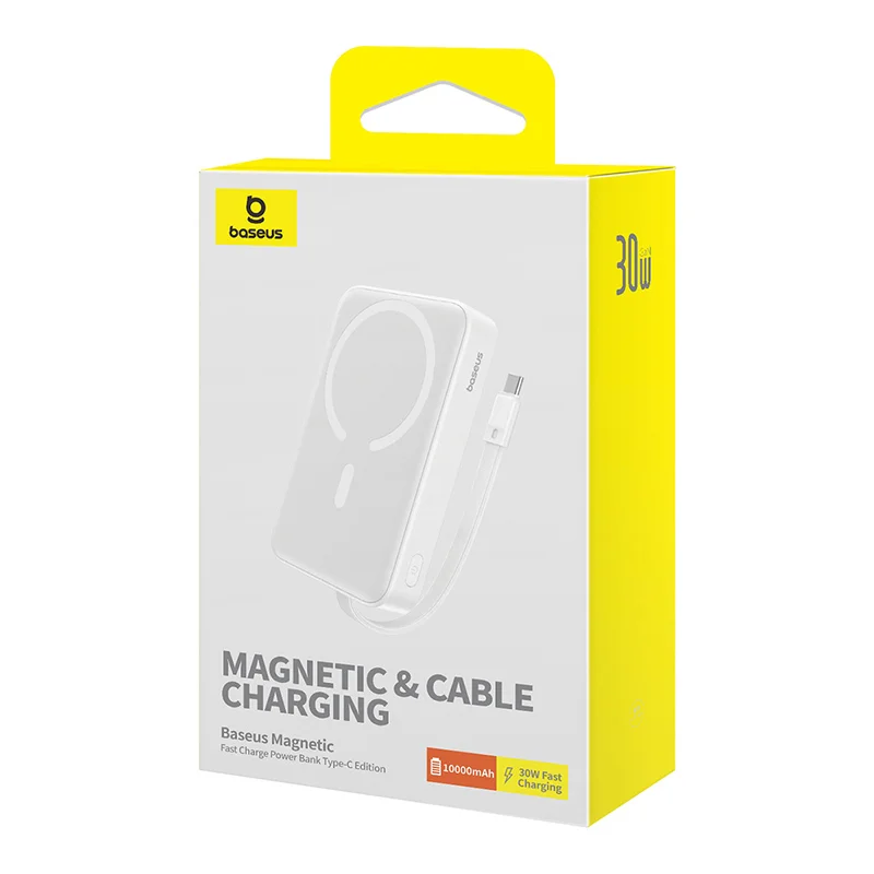 پاوربانک باسئوس مدل Airpow Magnetic Fast Charge Type-C White ظرفیت 10000 میلی‌آمپر 30 وات - 3