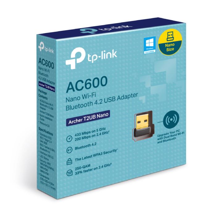 کارت شبکه وایرلس و بلوتوث AC600 تی پی لینک Archer T2UB Nano - 2