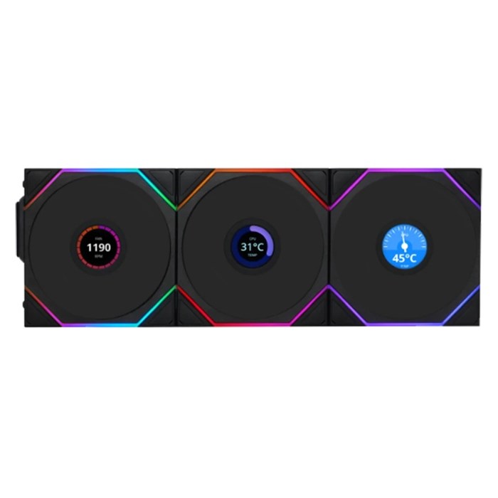 فن کیس لیان لی مشکی مدل Uni Fan TL WIRELESS LCD 120 REVERSE BLADE (3 عددی) - 4
