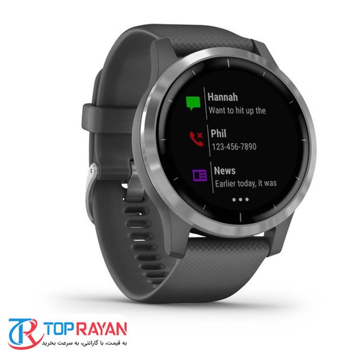 ساعت ورزشی گارمین مدل VivoActive ۴ Shadow Gray with Silver Hardware - 2