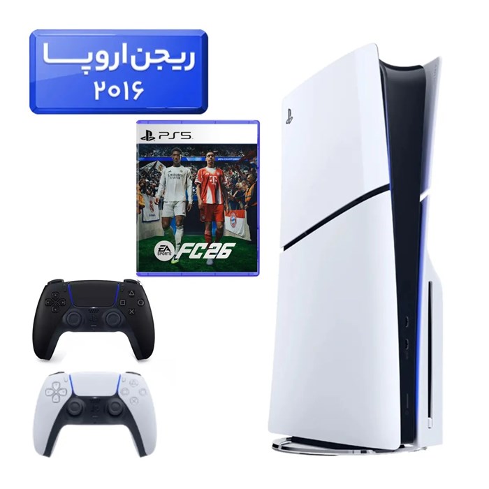 کنسول بازی سونی PlayStation 5 Slim دیسک خور ریجن همراه بازی FC26 و دسته مشکی  
