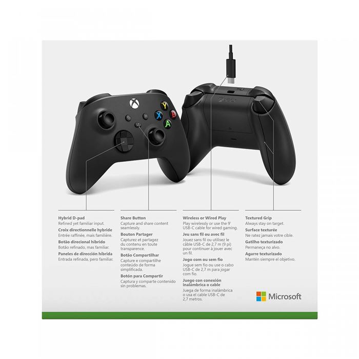 دسته بازی Xbox Wireless + USB-C Cable - Carbon Black - 4