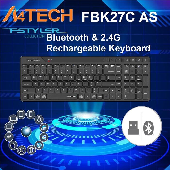 کیبورد بدون‌صدا ای فورتک مدل FBK27C AS - 5