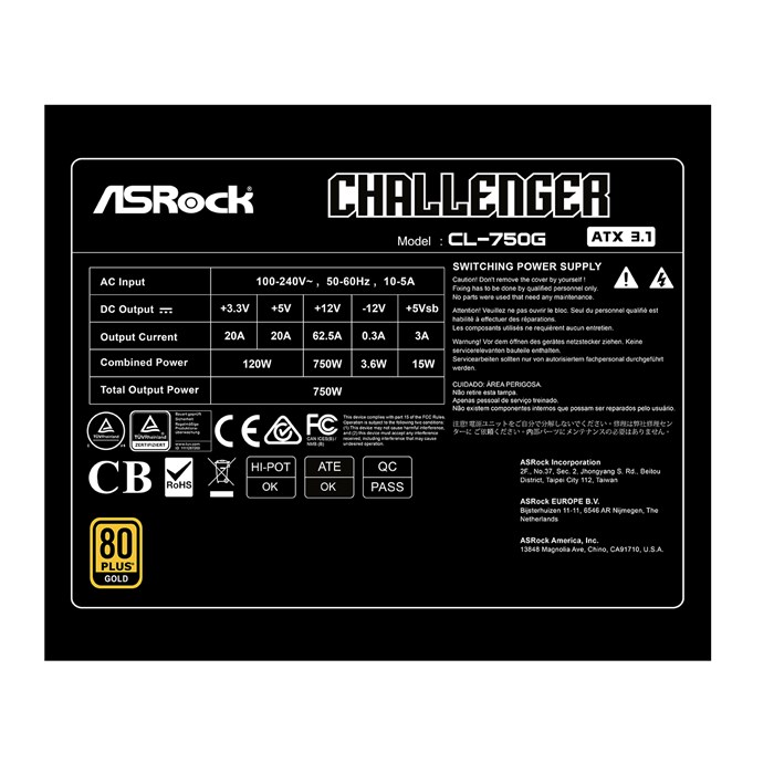 پاور کامپیوتر ازراک ASRock CL-750G GOLD توان 750 وات - 6