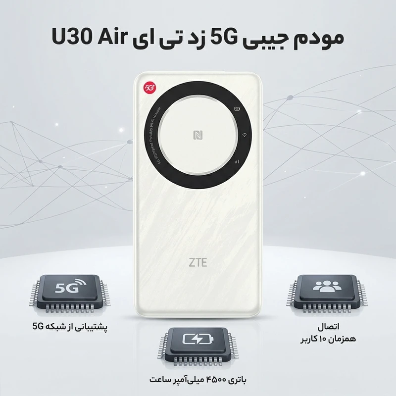مودم جیبی 5G زد تی ای مدل U30 Air - 2