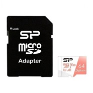 Silicon Power  Superior MicroSDXC Memory Card - Class 10 - UHS-I - 100MBps - 64G With Adapter