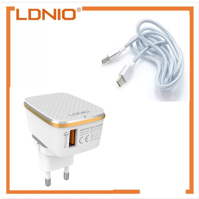 شارژر دیواری الدینیو مدل A1204Q به همراه کابل تبدیل USB-C - 2