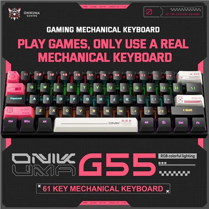 کیبورد گیمینگ اونیکوما مدل G55 RGB، مکانیکال سوییچ قهوه‌ای، Tenkeyless، نورپردازی RGB - 11