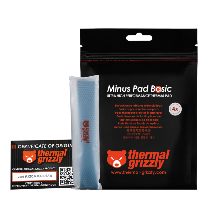 پد حرارتی ترمال گریزلی ابعاد 2.0 × 20 × 120 میلی متر 4 عددی مدل Minus Pad Basic - 7