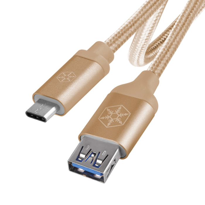 کابل 0.5 متری سیلوراستون طلایی مدل CPU05 - USB 3.1 Type-C male to USB Type-A female - 3