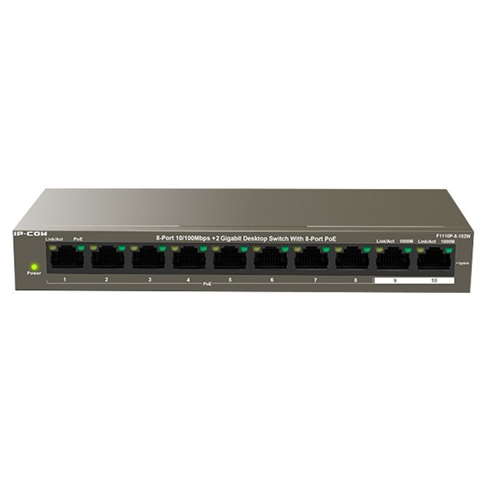 F1110P-8-102W 8 Port10/100Mbps+2 Gigabit Desktop Switch With 8 Port PoE