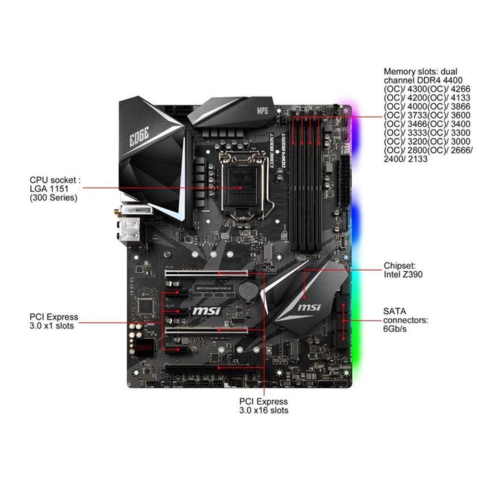 مادربرد ام اس آی مدل MPG Z۳۹۰ GAMING EDGE AC - 8