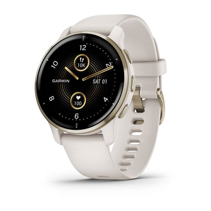 ساعت گارمین مدل Venu 2 Plus Cream Gold Stainless Steel Bezel With Ivory Case And Silicone Band - 2