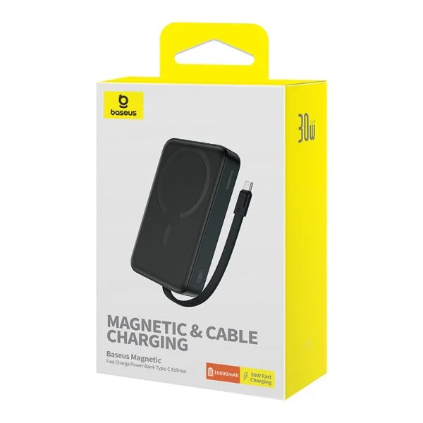 پاوربانک باسئوس مدل Airpow Magnetic Fast Charge Type-C Black ظرفیت 10000 میلی‌آمپر 30 وات - 4