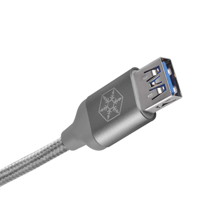 کابل 0.5 متری سیلوراستون ذغالی مدل CPU05 - USB 3.1 Type-C male to USB Type-A female - 3