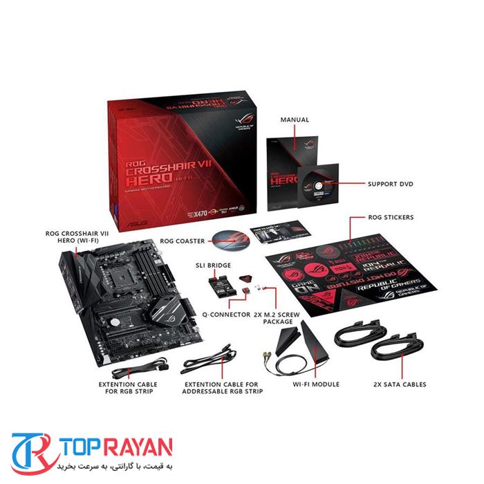 مادربرد ایسوس مدل ROG Crosshair VII HERO WiFi AM4 X470 - 6