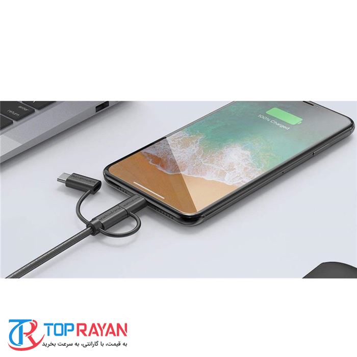 کابل تبدیل USB به لایتنینگ/ USB-C/ microUSB راو پاور مدل RP-CB۰۲۱ طول ۰.۹ متر - 2