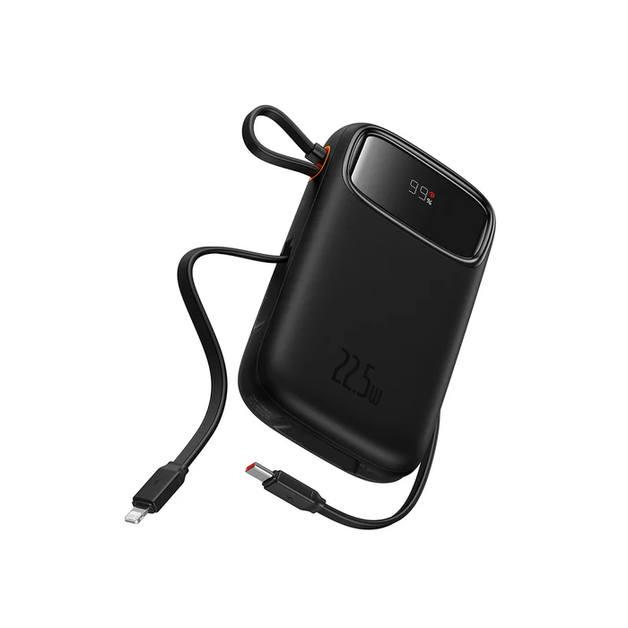 پاوربانک باسئوس مدل Qpow2 Dual Cable Digital Display Black ظرفیت 10000 میلی‌آمپر 22.5 وات - 4
