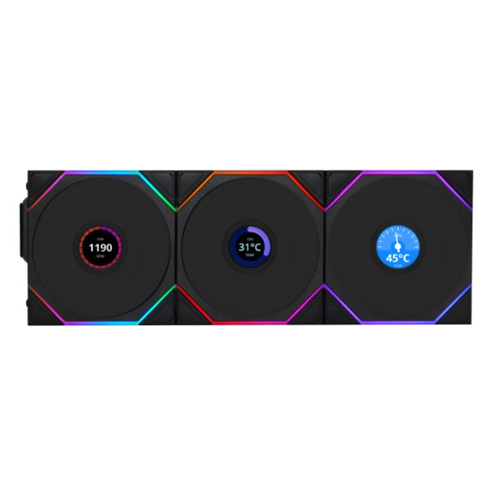 فن کیس لیان لی UNI FAN TL120 LCD Wireless Black بسته 3 عددی - 4