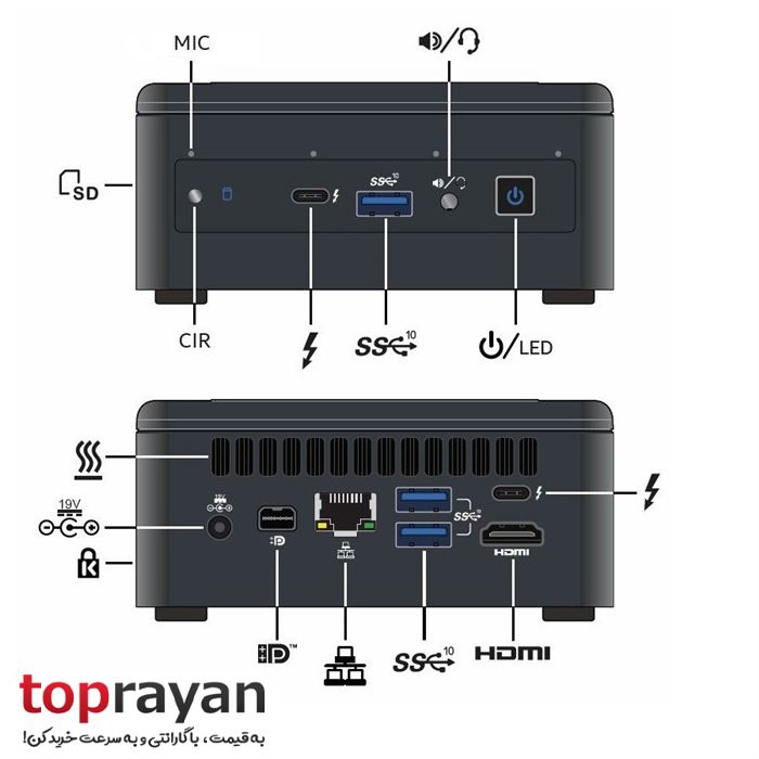 مینی پی سی اینتل مدل NUC11PAHi5 پردازنده Core i5 رم 16GB حافظه 256GB SSD M.2 - 2