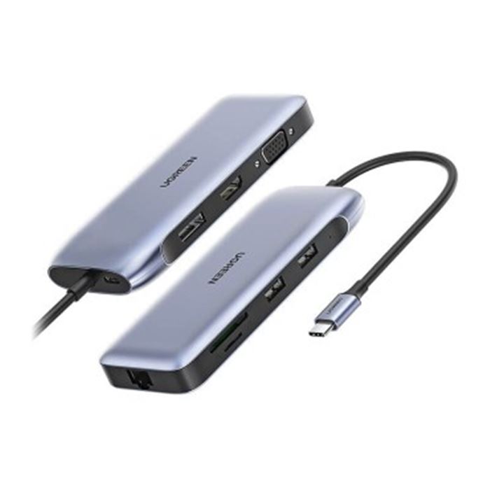 هاب 2 پورت Type C به 3.0 USB با یک پورت HDMI و VGA و DisplayPort و LAN و درگاه کارت حافظه با قابلیت PD یوگرین CM274 — 2