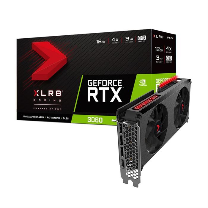 کارت گرافیک پی ان وای GeForce RTX 3060 12G XLR8 Gaming REVEL Dual Fan Edition
